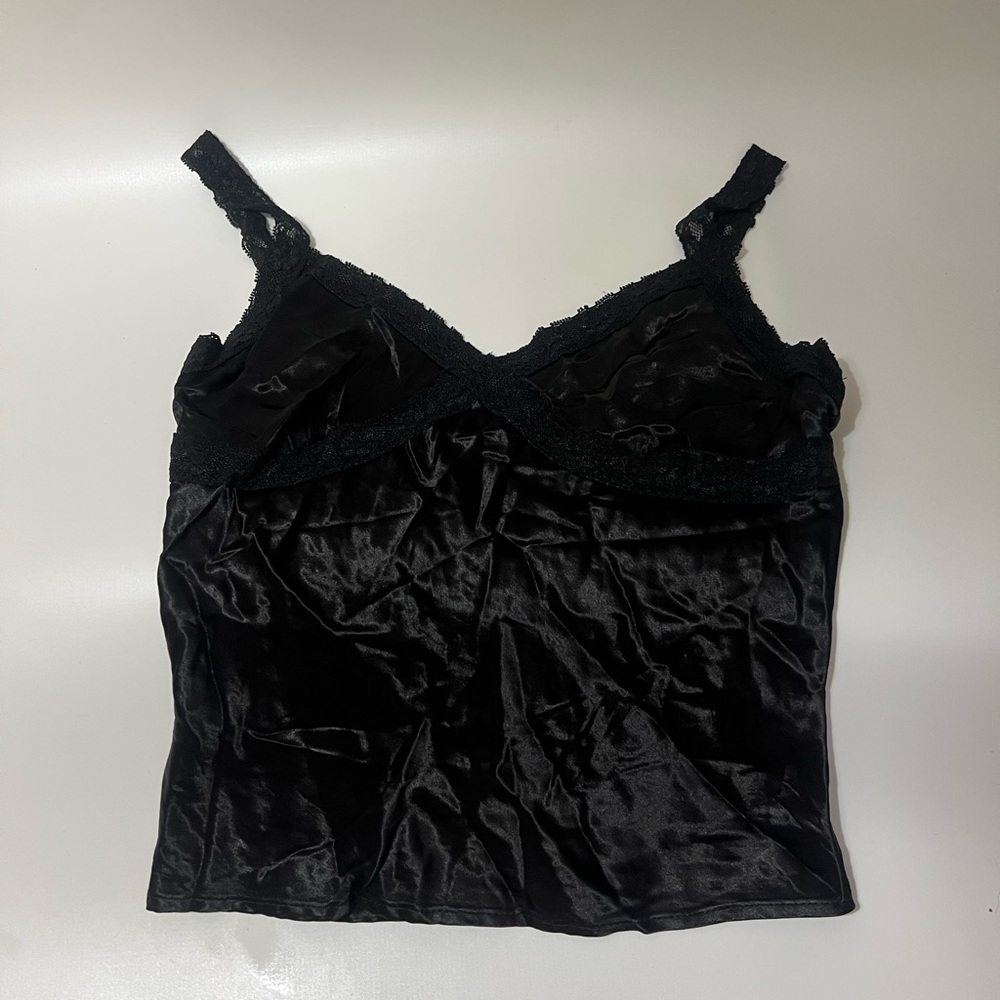 Vintage Black Lace Trim Top by Scott